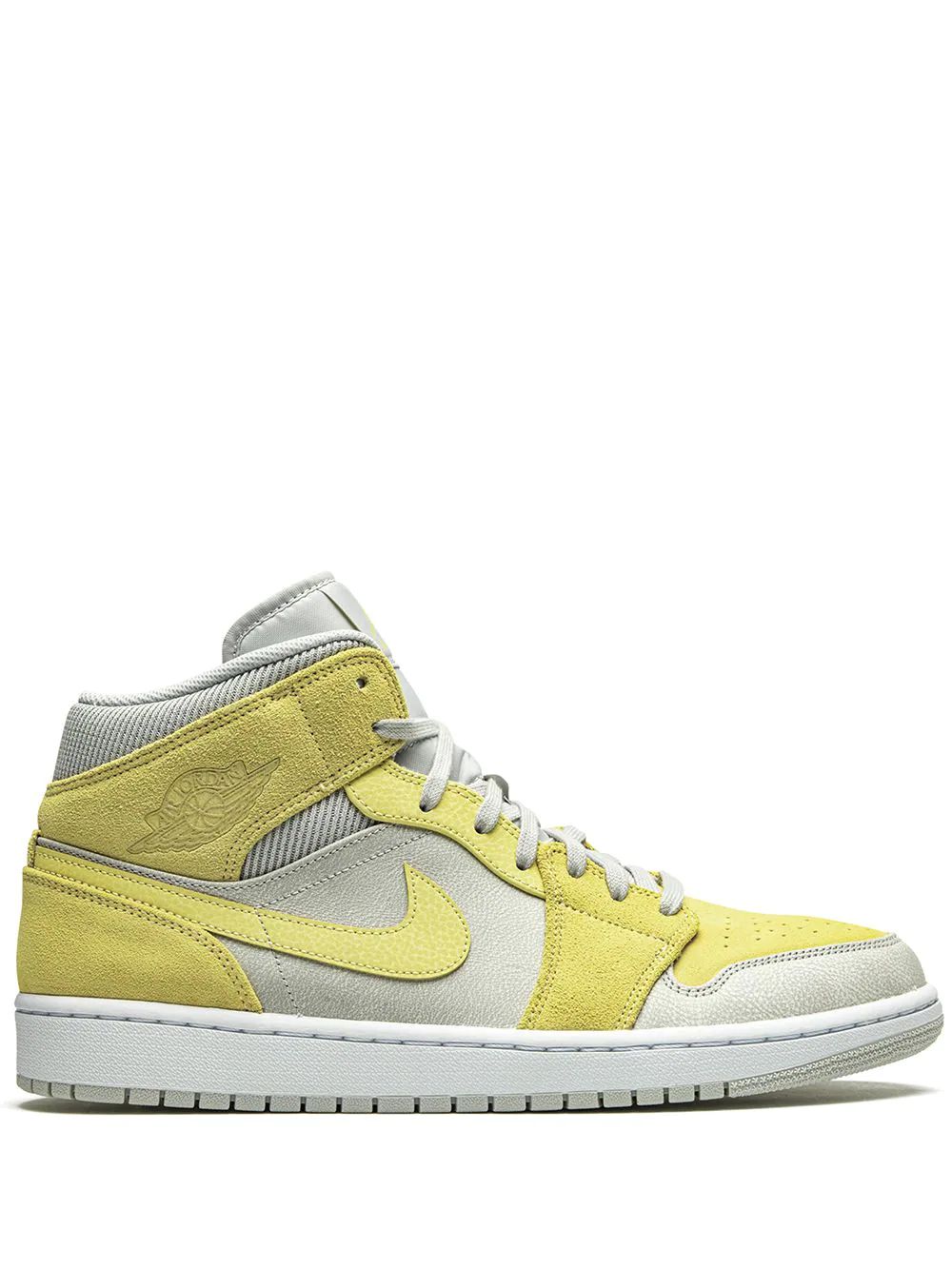 Nike Air Jordan 1 Mid "Grey Fog/Lemon Wash" Skor Herr Grå Gula | QTCSAU503