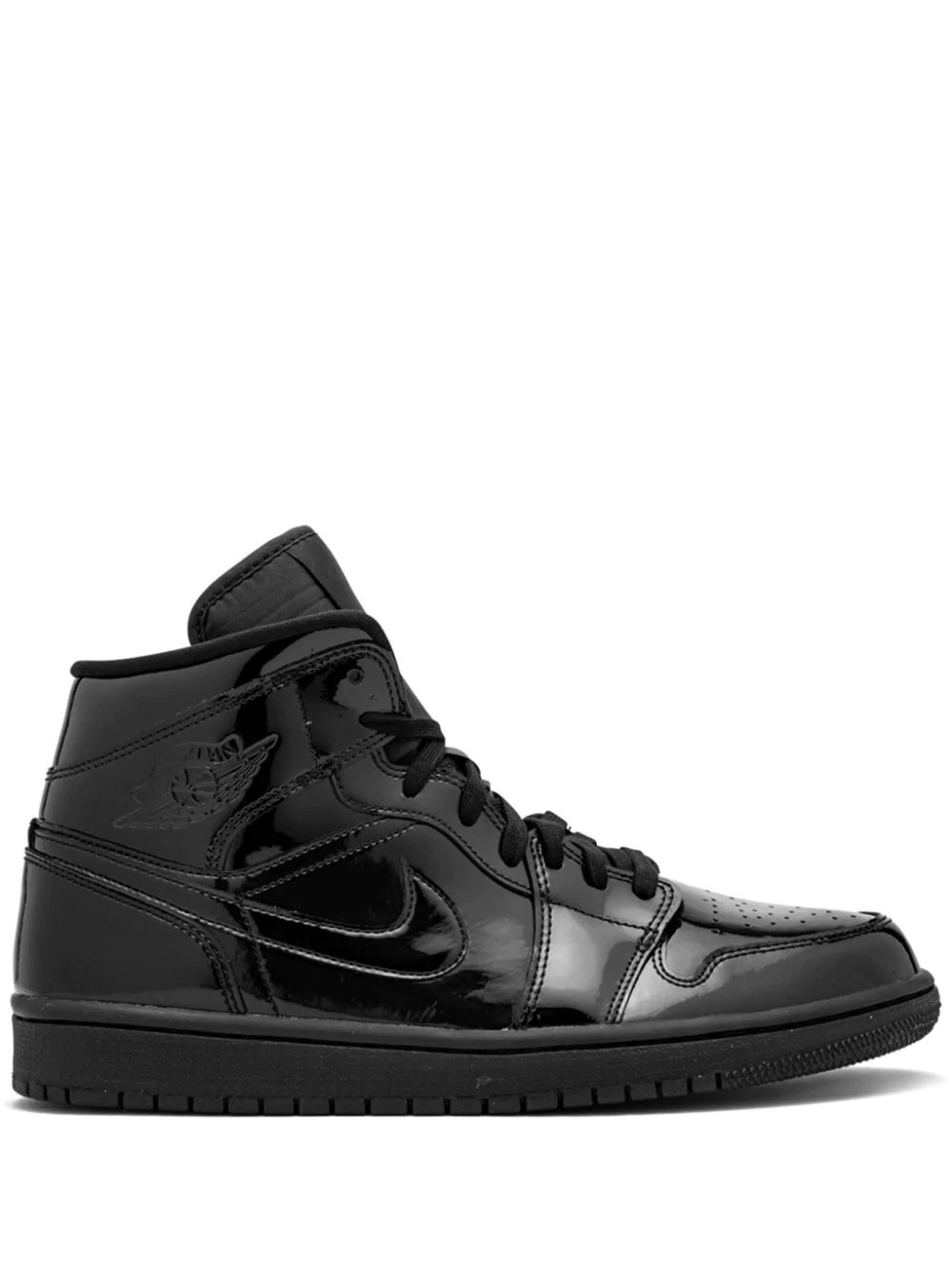 Nike Air Jordan 1 Mid Läder Skor Dam Svarta | NURPAF760