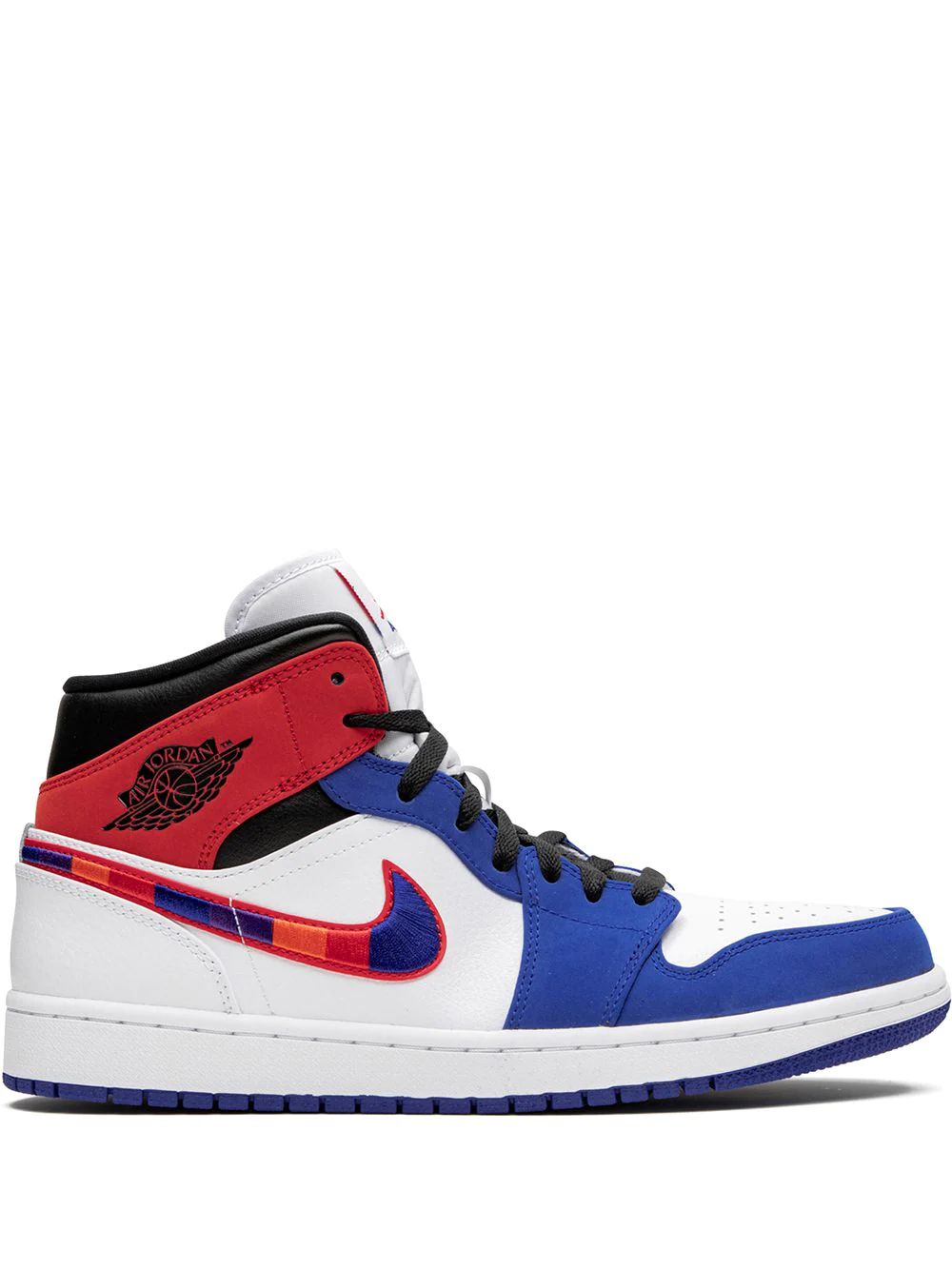 Nike Air Jordan 1 Mid Multicolor Swoosh Skor Herr Vita Blå | IFQLKZ452