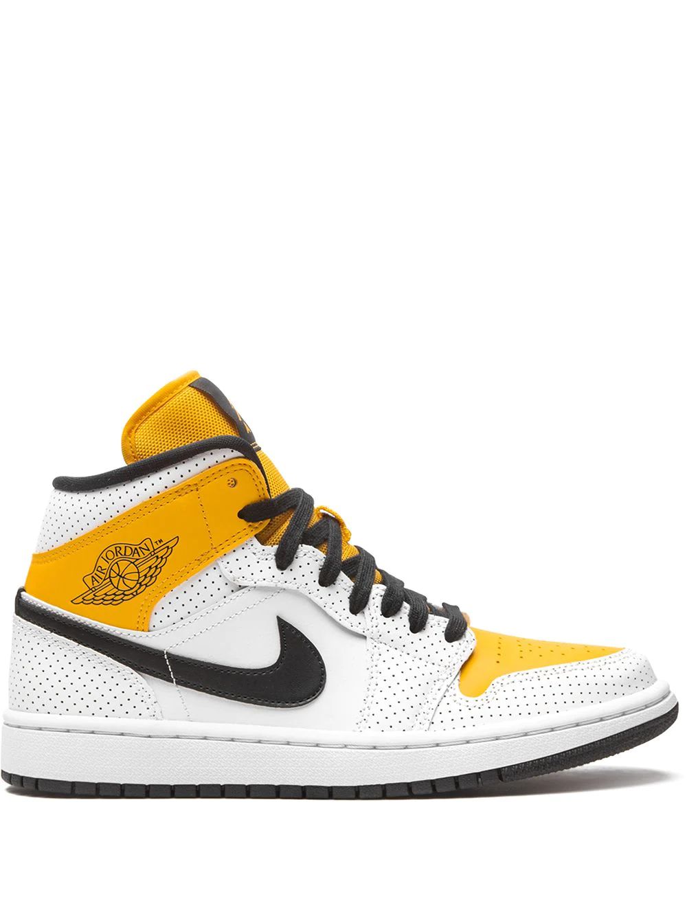 Nike Air Jordan 1 Mid Skor Dam Vita Gula | KMZCNW702