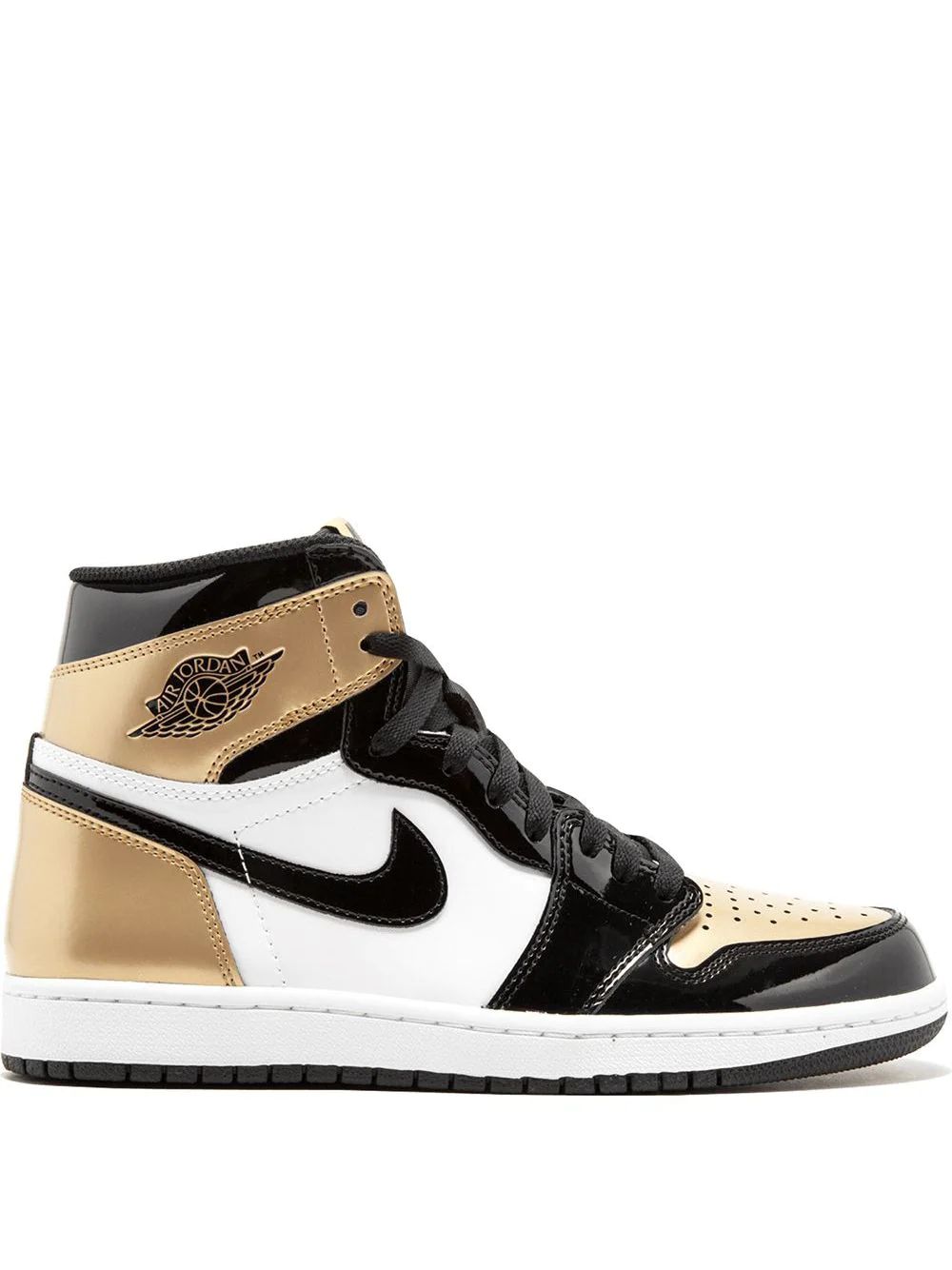 Nike Air Jordan 1 Retro Gold Tå High Skor Dam Svarta Guld | KXLUQS857